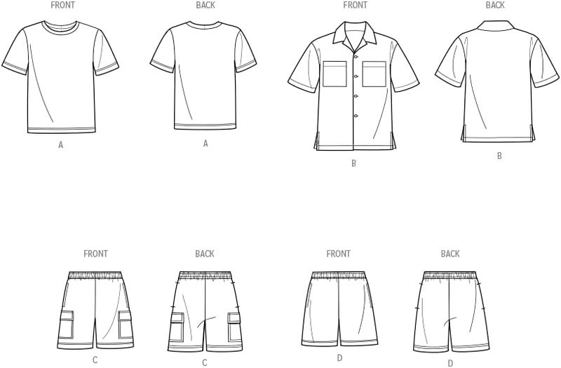 Simplicity SS9960AA Easy to Make Men's Knit T-Shirt, Shirt and Shorts Sewing Pattern Packet, Design Code S9960, Sizes 34-36-38-40-42, Multicolor - Image 3